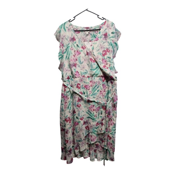 A New Day Floral Peach Print Dress 2X | Women’s Casual Plus Size Outfit - Picture 11 of 13